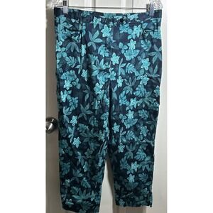 SAG HARBOR Stretch Dress Pants /‎ Capris Women's Plus 18W Blue Floral High Rise